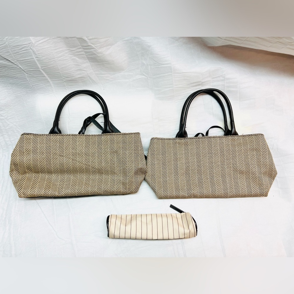 2 Handbags w/ makeup brush case